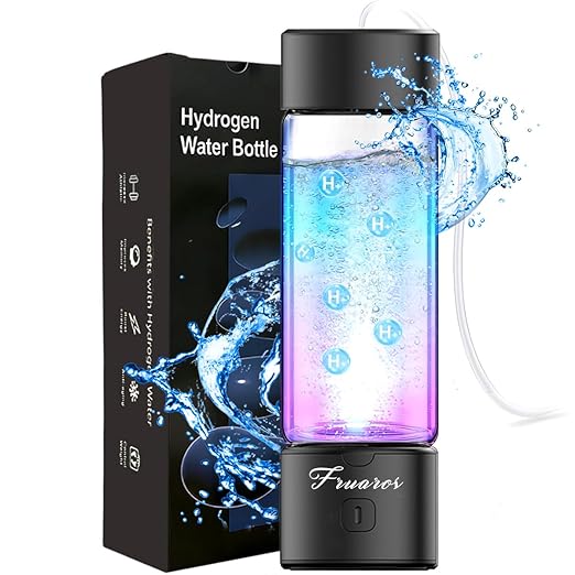 Hydrogen Water Bottle Generator - 2026 Hydrogen Water Machine - 6000 PPB SPE/PEM Tech Glass Hydrohealth Water Bottle for Kidney Health Hydrogen Bottle Gift for Family & Friends (Button/Black)