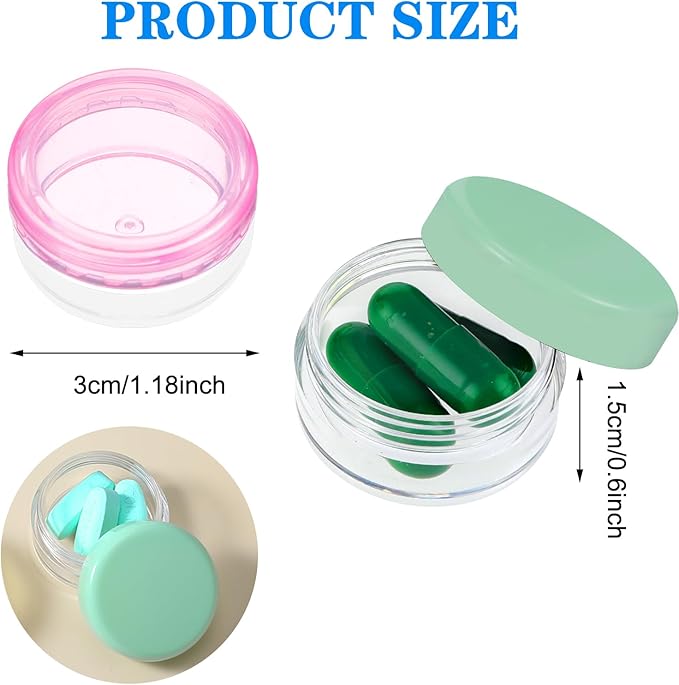 Small Pill Organizer, 5 Pcs Mini Pill Box BPA Free Travel Pill Case Cute Portable Daily Pill Organizer for Pocket Purse Medicines Storage Container Cod Liver Oil Storage Box Earplug Case