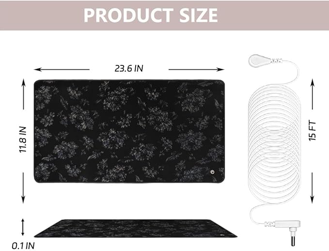 Grounding Mat 11.8x23.6 Inch Grounding Mats Universal Earth Connected Pad Grounded Feet,Desk,Laptop Mat,Pet Pad