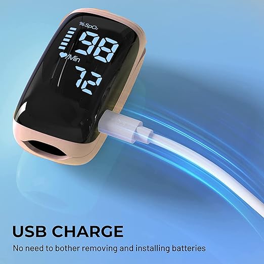 Rechargeable Pulse Oximeter with Accurate Fast Oximetry SpO2 Reading for Outdoor Sports & Home Use (Pink)
