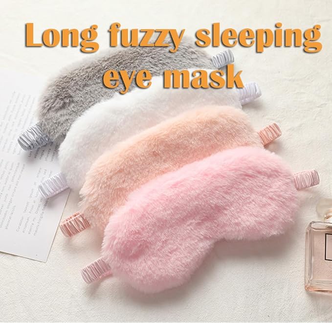 AKOAK 1 Pack Plush Sleep Eye Mask, Soft and Comfortable, Breathable Light Blocking Sleep Protector, Suitable for Adults, Children, Birthday Party Gifts (Pale Pinkish Grey)