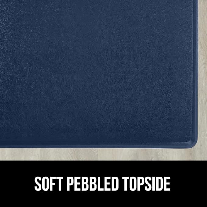 GORILLA GRIP 2 Pack Comfortable Cushioned Kitchen Mats for Floor, 17x29 + 17x59, Waterproof and Stain Resistant, 1/2 Inch Thick Soft Ergonomic Standing Desk Anti Fatigue Mat, Foam Supports Feet, Navy