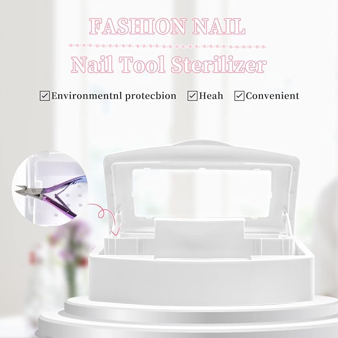 Nail Tool Sterilizer Box, Plastic Sterilizing Tray, Plastic Clean Sterilizing Box Storage Organizer for Nail, Tweezers, Eyelash Extensions, Hair Salon, Spa & Cutter Manicure Equipment(White)