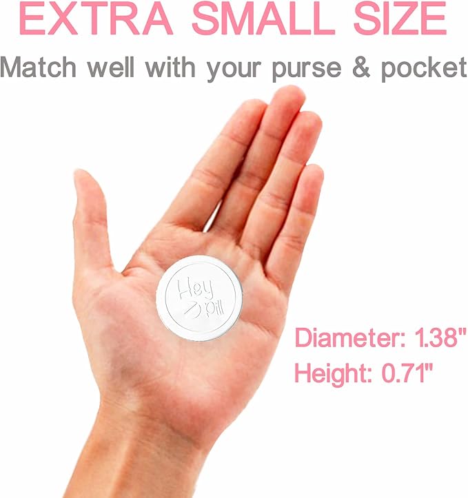 Extra Small Pill Box for Purse (3 Pack), ADHYRO Aluminum Mini Pill Case, Daily Portable Lightproof Pill Organizer to Hold Vitamins, Fish Oils, Supplements (Pink Silver White)…