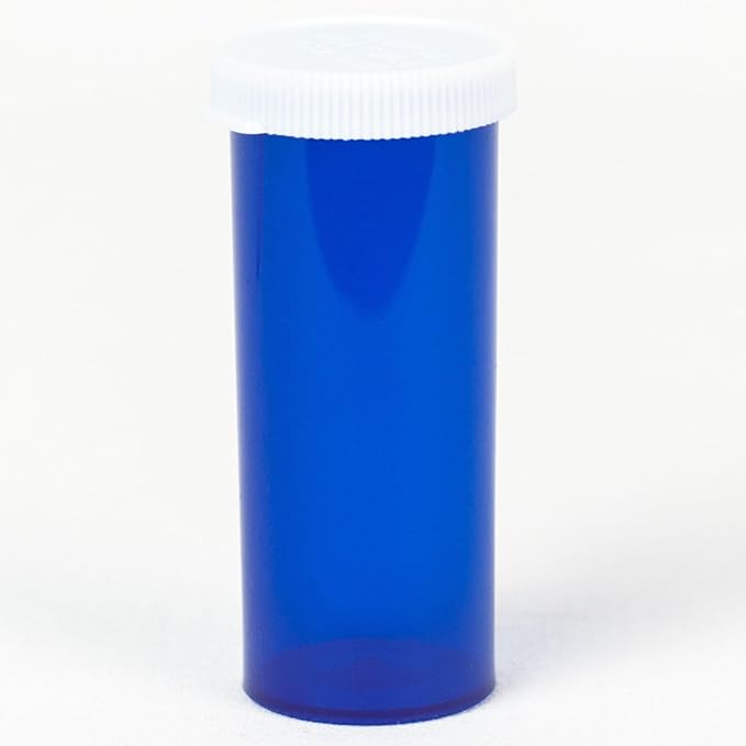 Five Star Supplies Snap Cap Plastic Pill Bottles - Easy Open Snap Cap - Pill Container Prescription Vial (Blue, 8 DRAM 500 ct.)