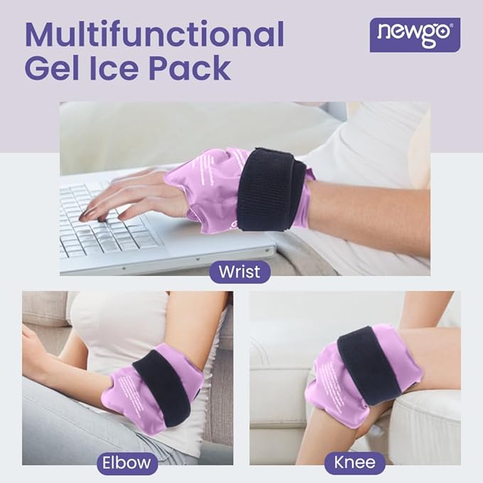 NEWGO Ankle Ice Pack Wrap for Sprained Relief, Ice Pack for Ankle Inuries Reusable, Cold Therapy for Ankles Swelling, Post Surgery Recovery - Purple