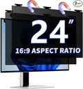 [2 Pack] 24 Inch Hanging Magnetic Computer Privacy Screen for 16:9 Widescreen Monitor, Eye Protection Anti Glare Blue Light Filter, Removable Reusable 24in Anti Spy Security Protector Film