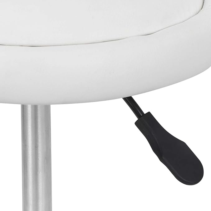 LEMY Rolling Stool Height Adjustable with Back, Swivel Spa Salon Work Office Stools, Task Chair with Wheels, White