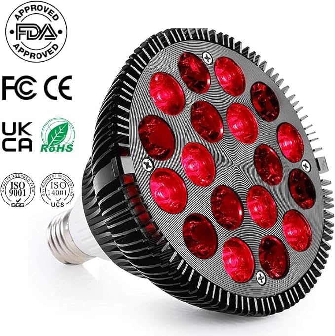 Red Light Therapy Lamp, 18 LED, 54W, Infrared & Red Light Combo Device for Face & Skin Health, Pain Relief