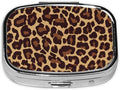 Pill Box Organizer Wild Cheetah Leopard Print, Portable Travel Pill Box with Mirror for Supplements, Medicine Box, Metal Pill Case for Outdoor Travel Picnic