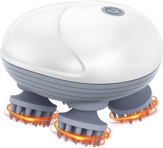 LOFICOPER Electric Scalp Massager, Pet Massager for Dogs and Cats, Handheld Electric Scalp with 4 Rotating Massage Heads, 96 Massage Nodes, for Pet Relaxation, Soothing Mood