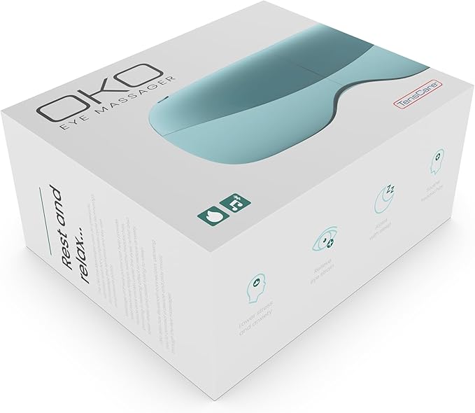 TensCare Oko – 3 in 1 Eye Massager with Heat, Compression and Vibration. Relieve Fatigued Eyes, Improve Sleep, Relieve Stress. Built in Speakers. Perfect for Travel and After Staring at Screens.