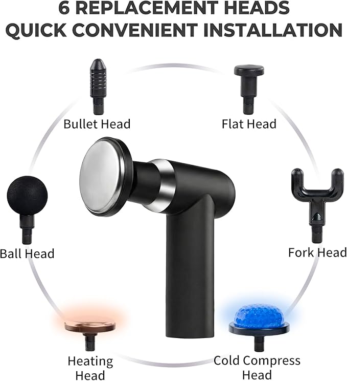 Hot and Cold Massage Gun - Detachable Extended Handle Massage Gun,Deep Tissue Massage Gun, Used for Relieving Pain in The Back/Muscles of The Neck/Body, with 6 Massage Heads, LCD Display