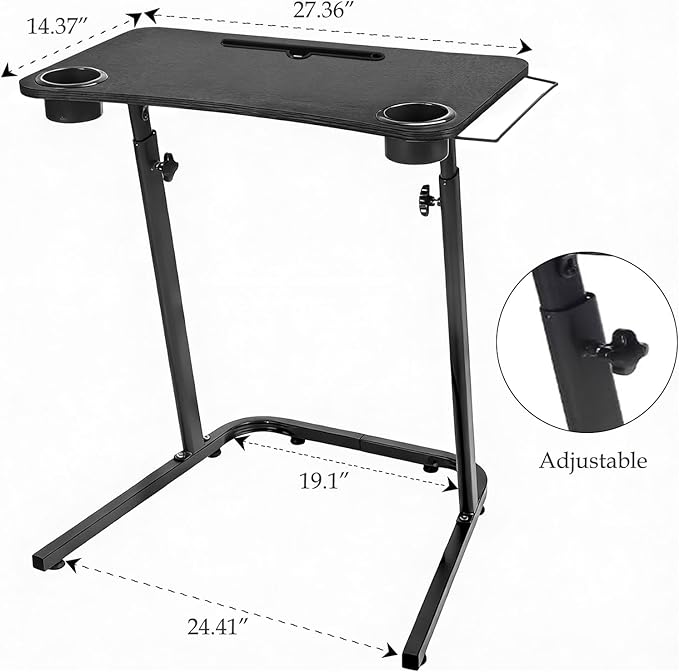 VTORY Treadmill Desk – Adjustable Desk for Walking Pad, Stable & Heavy-Duty Height 30"-47", Portable Walking Pad Desk Table Stand for Home Office & Work with Installation Guide (Black)