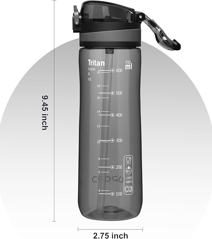 Opard Peak Water Bottle with Straw Cap, BPA-Free, Leak Proof Flip Top Bottle
