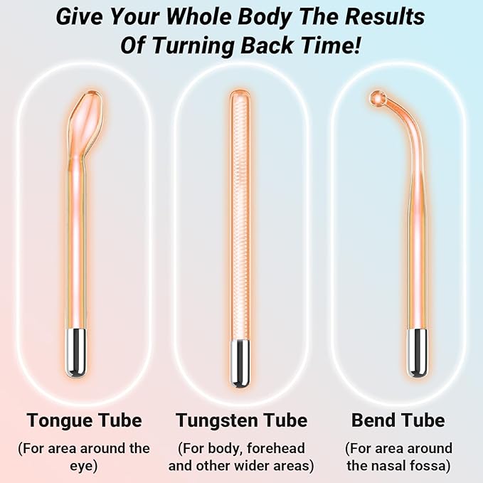 TUMAKOU High Frequency Facial Wand - Orange High Frequency Facial Device Machines for Skin Face Hair - High Frequency Wand with 6 Different Glass Tubes
