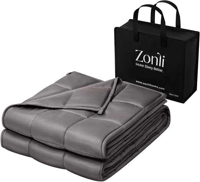 ZonLi Cooling Weighted Blanket (60"x80", 20lbs, Grey) Queen Size Bamboo-Derived Rayon Weighted Blanket for Adults, High Breathability Heavy Blanket, Soft Material with Premium Glass Beads