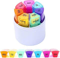 Weekly Pill Organizer 7 Day 4 Times a Day, Medicine Box Round Storage Holder with Lid Supplements Fish Oil Calcium Vitamin Container Portable Travel Pill Case