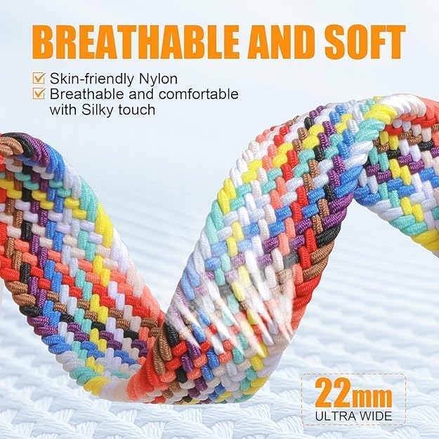 2-Pack Compatible for Cosmo JrTrack 5, for Bark, for Fitpolo AR-01 Nylon Stretch Watch Bands Breathable Elastic Replacement Wristband Adjustable Straps