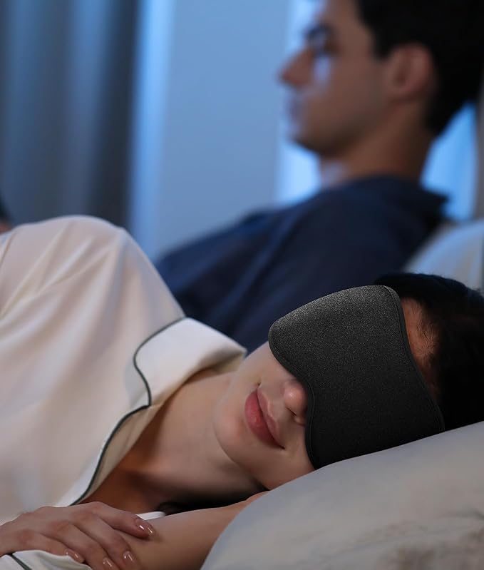 Sleep Mask for Men Women - Eye Masks for Side Sleepers, 3D Contoured Night Blindfold 100% Blockout Pressure-Free, Soft Lightweight Breathable Eye Cover Shade Sleeping for Airplane, Travel, Black
