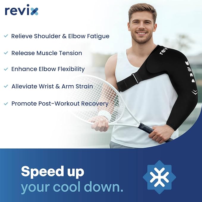 REVIX Ice Wrap for Shoulder and Arm – Reusable Cold Pack & Compression Ice Sleeve for Pitchers, Volleyball Players, Muscle Recovery, Elbow Ice Pack Pain Relief for Athletes, Daily Use