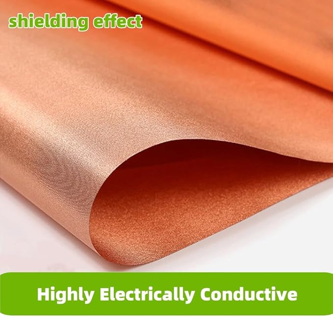 Amradield Copper Fabric Blocking RFID/RF-Reduce EMF/EMI Protection Conductive Fabric for Smart Meters Prevent from Radiation/Singal/WiFi Golden Color 197"x43" inch