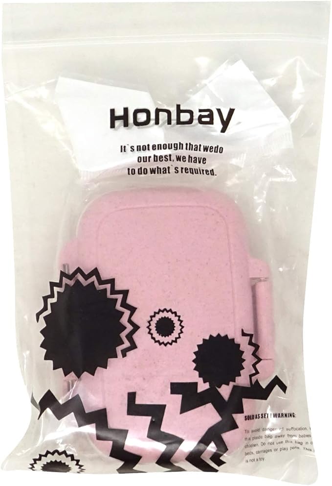 Honbay Vitamin Organizer Box Portable Travel Pill Case Healthy Eco-Friendly Wheat Straw Small Pill Box (Cherry Pink)