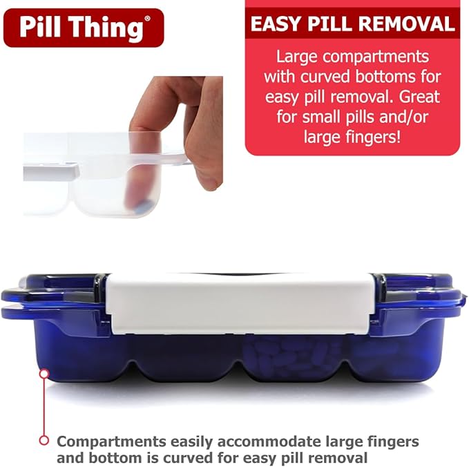 2-Pack Pill Organizer Set – Cobalt Blue | Extra-Large 20-Compartment & Customizable 12-Compartment Pill Cases | Waterproof, UV Protection, Travel Pill Box (Blue Combo Pack - 20 & 12)