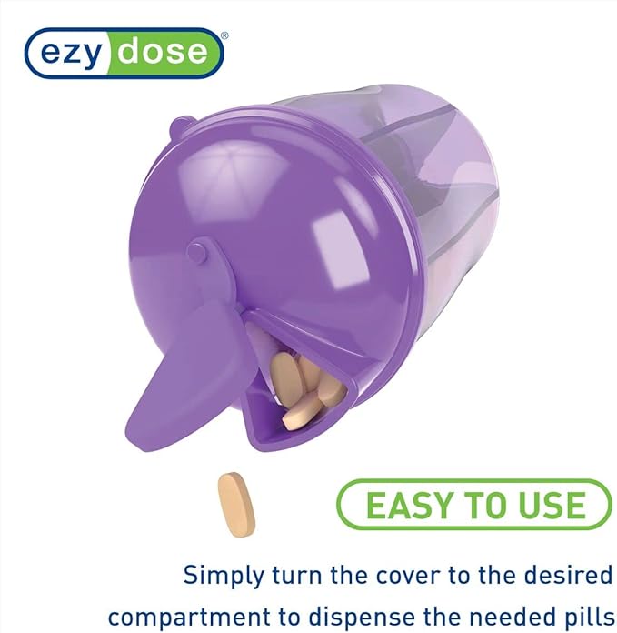 EZY DOSE Vitamin Organizer, 6 Large Compartments, 30-Day Vitamin and Medicine Storage, Keep Vitamins and Meds in Check, Easy to Use, Durable and Travel Friendly, Purple, BPA Free