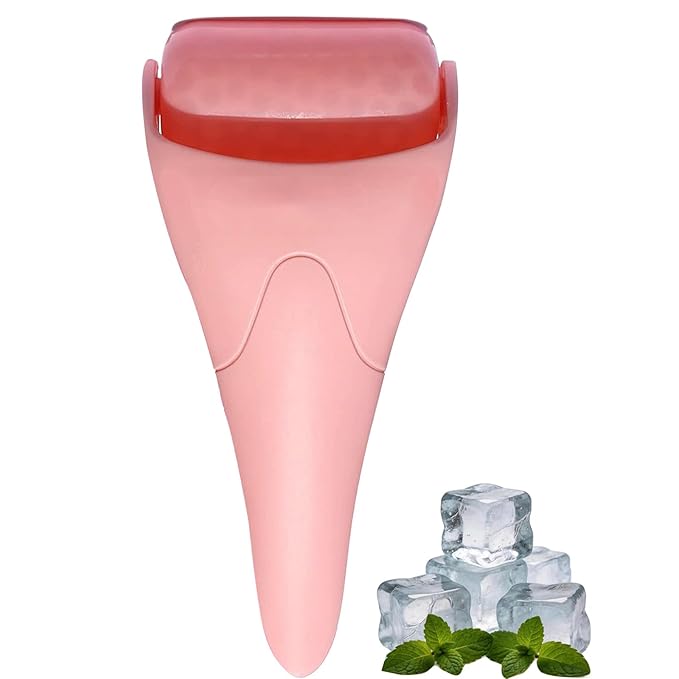 Ice Roller for Face, Face Roller - Cold Massage Stick for Cooling and Calming Puffiness, Wrinkles, Fine Lines - Skin Care Tools - Self Care Gifts for Women and Men (Nude Pink)
