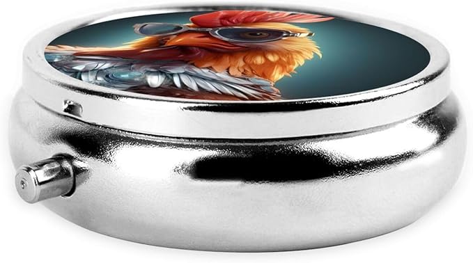 Sly Animal Fox Pill Box 3 Compartment Pill Case, Portable Medicine Pill Organizer for Pocket Purse Pill Box Decorative Metal Medicine Vitamin Organizer