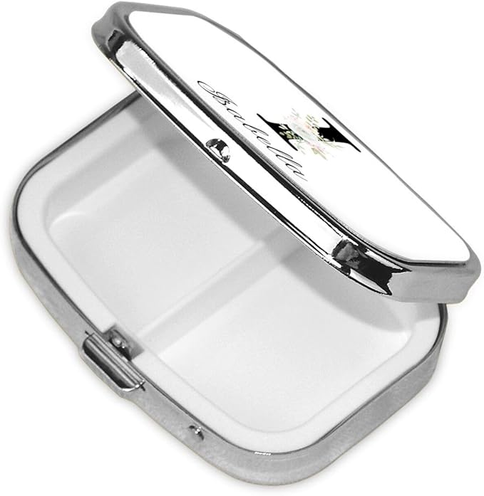 Custom Pill Box Personalized Square Small Pill Case with Mirror Add Your Photo Text Logo Name Decorative 2 Compartment Portable Metal Medicine Container Vitamin Organizer for Pocket Purse Travel (I)