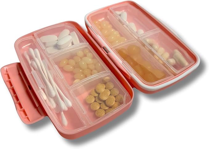 Cute Pill Organizer – Large Stylish Travel Case for Vitamins & Supplements in Green/Good Morning Sunshine