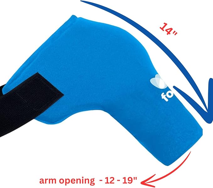 FOMI Premium Shoulder Hot Cold Solid Gel Ice Pack | Cooling Compression Therapy Wrap | Rotator Cuff, Tendonitis, Surgery Recovery Pain Relief | Comfortable Heating and Cooling Arm Compress