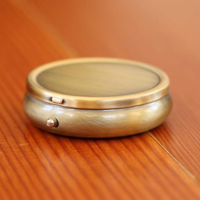 NewCharms Brass Round 3-Compartment Pill Box