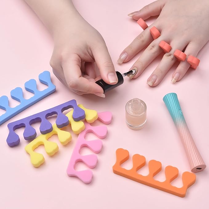 Toe Separators Set 24pcs Colorful Heart Sponge Toe Spacers Soft Foam Toe Finger Dividers for Nail Art, Polishing Gel Painting Toe Separators for Men & Women Spa, Pedicure, Manicure Tool