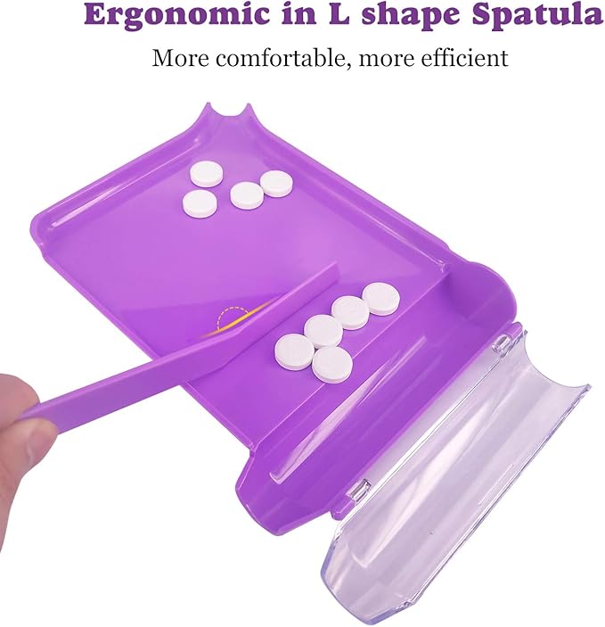 Medarchitect Left Hand Pill Counting Tray with Spatula (Purple - L Shape)
