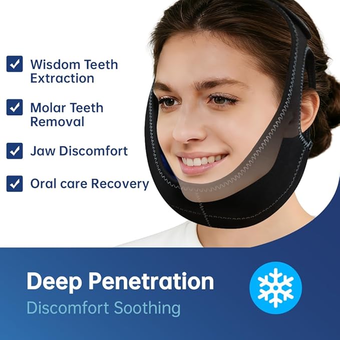 Wisdom Teeth Ice Pack Head Wrap Jaw Face Ice Pack with 4 Gel Packs for Wisdom Teeth Removal Extraction Toothache Pain Relief Facial Face Oral Surgery TMJ Tonsillectomy Recovery Cosmetic Procedure