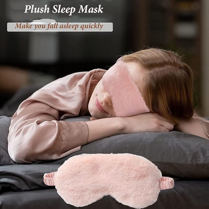 AKOAK 1 Pack Plush Sleep Eye Mask, Soft and Comfortable, Breathable Light Blocking Sleep Protector, Suitable for Adults, Children, Birthday Party Gifts (Pink)