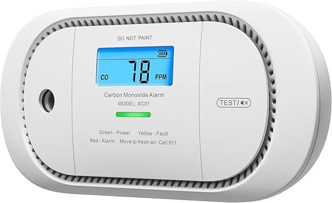 X-Sense Carbon Monoxide Detector Alarm with Digital LCD Display, Replaceable Battery CO Alarm Detector with Peak Value Memory, XC01-R