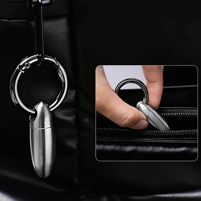 Mini Titanium Pill Holder Keychain, Waterproof EDC Pill Container Organizer for Travel, Pocket, Purse - Silver Bullet-Shaped Metal Medicine Case for Medicine & Vitamins - A 1PC