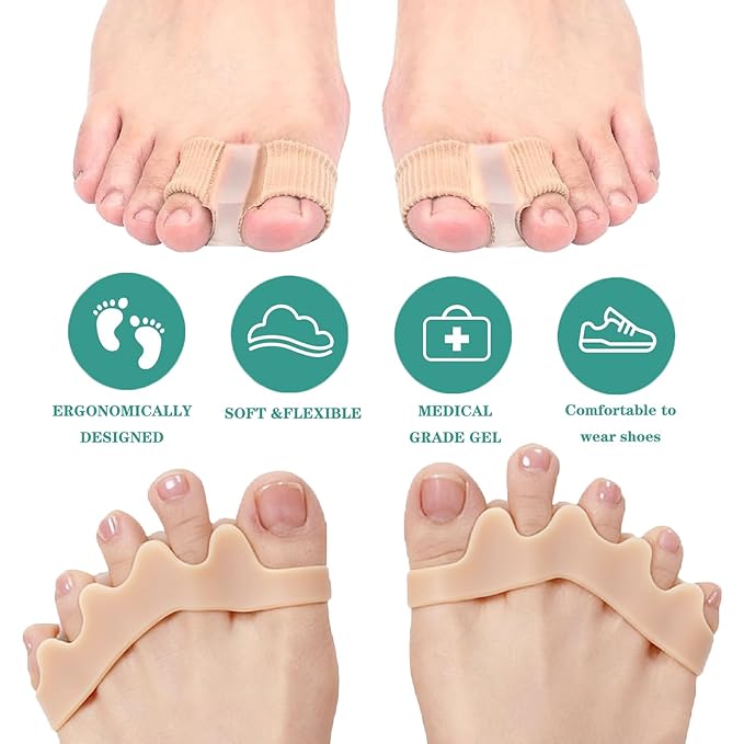Big Toe Spacers,Toe Separators for Women & Men,Bunion Corrector,Yoga Toes Gel, Foot Pain Relief and Health,1 Pair Each