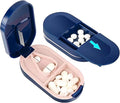 Pill Cutter, Pill Cutter with Pill Dispenser, Pill Splitter with Stainless Steel Blade, Pill Crusher, Portable Pill Box for Vitamins, Pills, Tablets