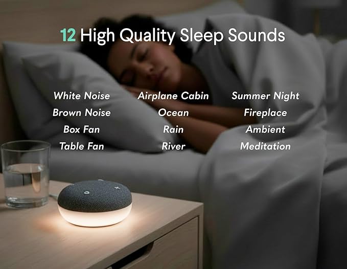 SNOOZ Go 2 Portable White Noise Sound Machine |12 Soothing Sounds | 3-in-1 Bluetooth Speaker & Night Light | Rechargeable Travel Sleep Aid for Adults, Kids | Baby Registry | Bedroom Essential