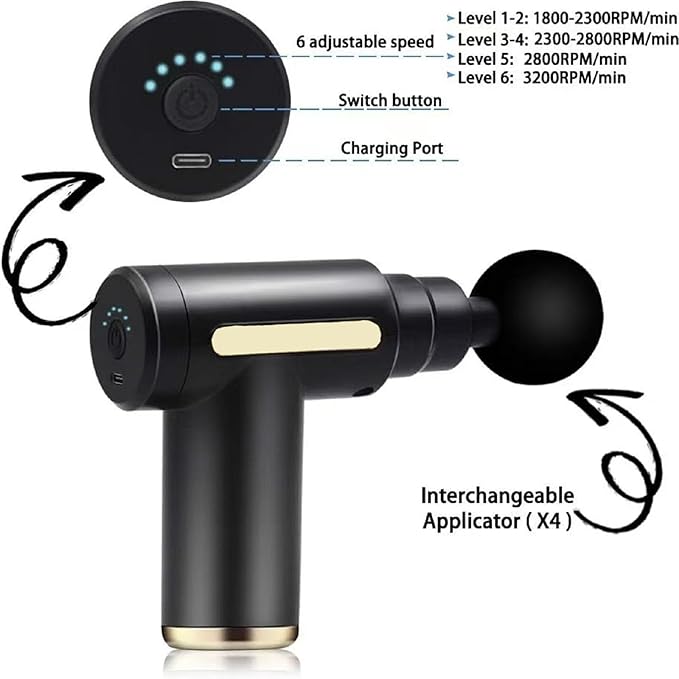 Massage Gun,Upgrade Deep Tissue Muscle Massage for Pain Relief,Percussion Massager with 4 Massage Heads & Silent Brushless Motor,Portable Handheld Massager Gifts for Women Men