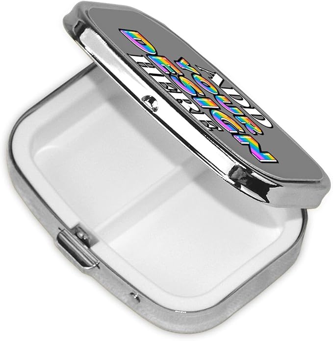 Custom Medicine Pill Organizer, Medicine Pill Box Case Container Travel Pill Holder Vitamin for Purse Med Wallet Portable Mini Pastillero Square, Gray, Customized Gifts