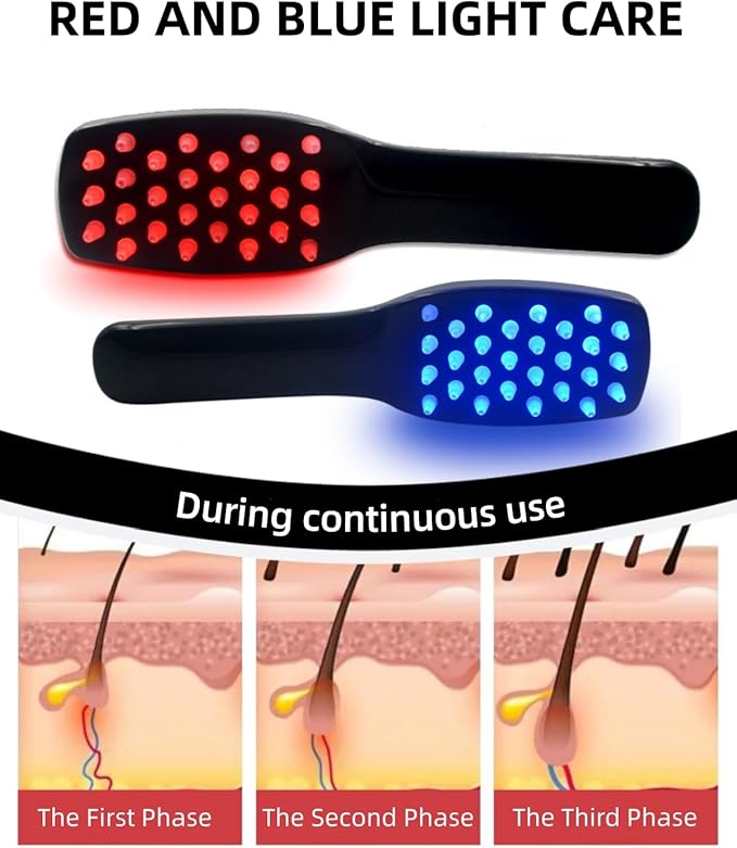 Red Light Hair Brush, Electric Scalp Massager Brush, Red Light Comb Devices for Hair Scalp Massage, Hair Massage Brush, Portable Hair Massage Comb with Soft Rubber for Men and Women