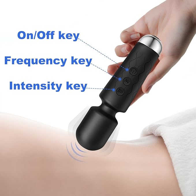 Personal Massager, Micro Wireless Massager, Powerful Combination of Functions, Waterproof and Portable, Suitable for Neck, Leg and Hand Pain, Deep Black