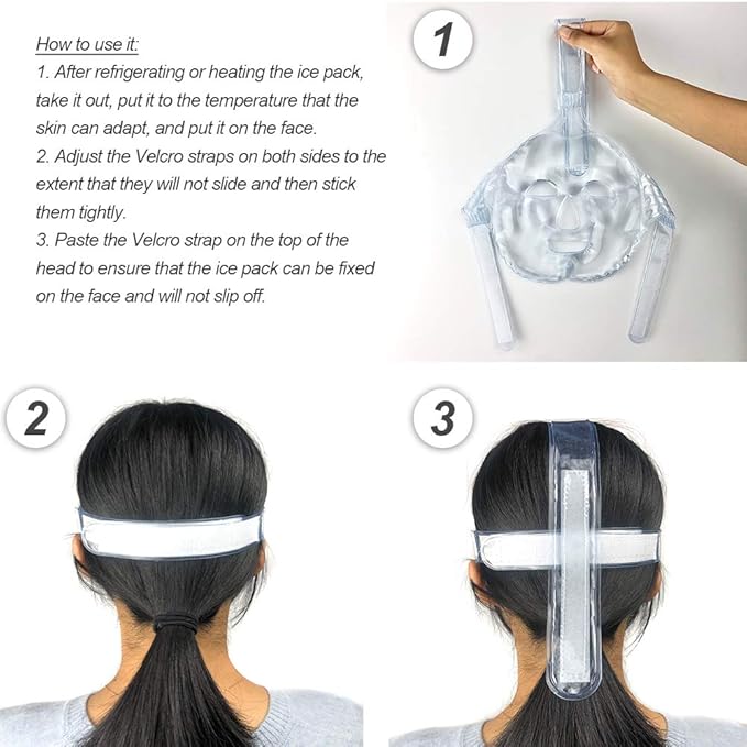 MR.ICE 2-Pack Reusable Face Ice Pack | Hot & Cold Gel Compress for Face Swelling, Puffy Eyes, Sinus Relief, Headaches & Stress | Freezer Cooling Mask