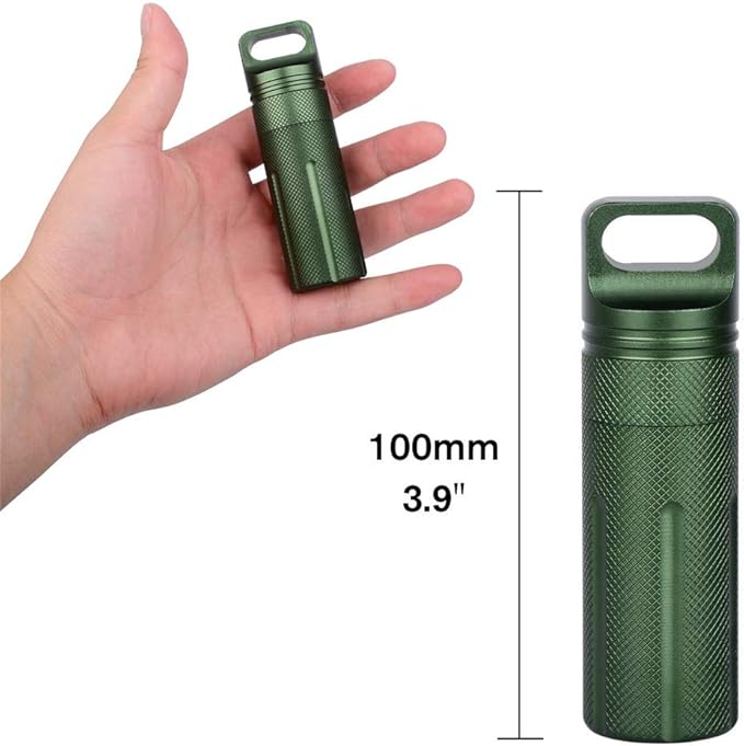 Waterproof Aluminum Pill Holder with Keychain Outdoor Medicine Bottle Seal First Aid Drug Holder